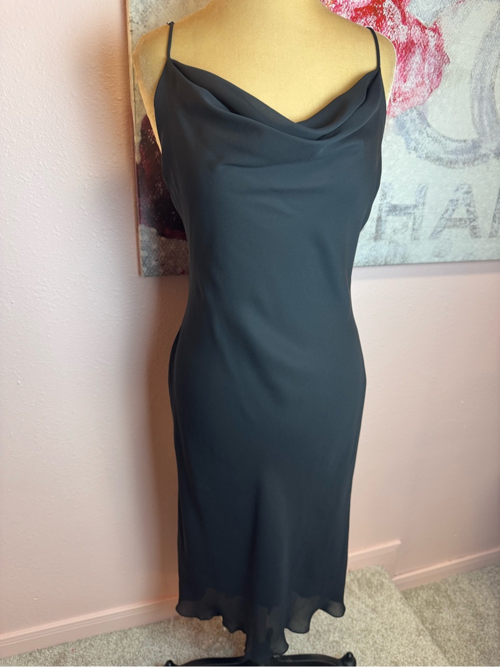 Black Cowl Neck Slip Dress - Perfect LBD - Picture 4 of 9